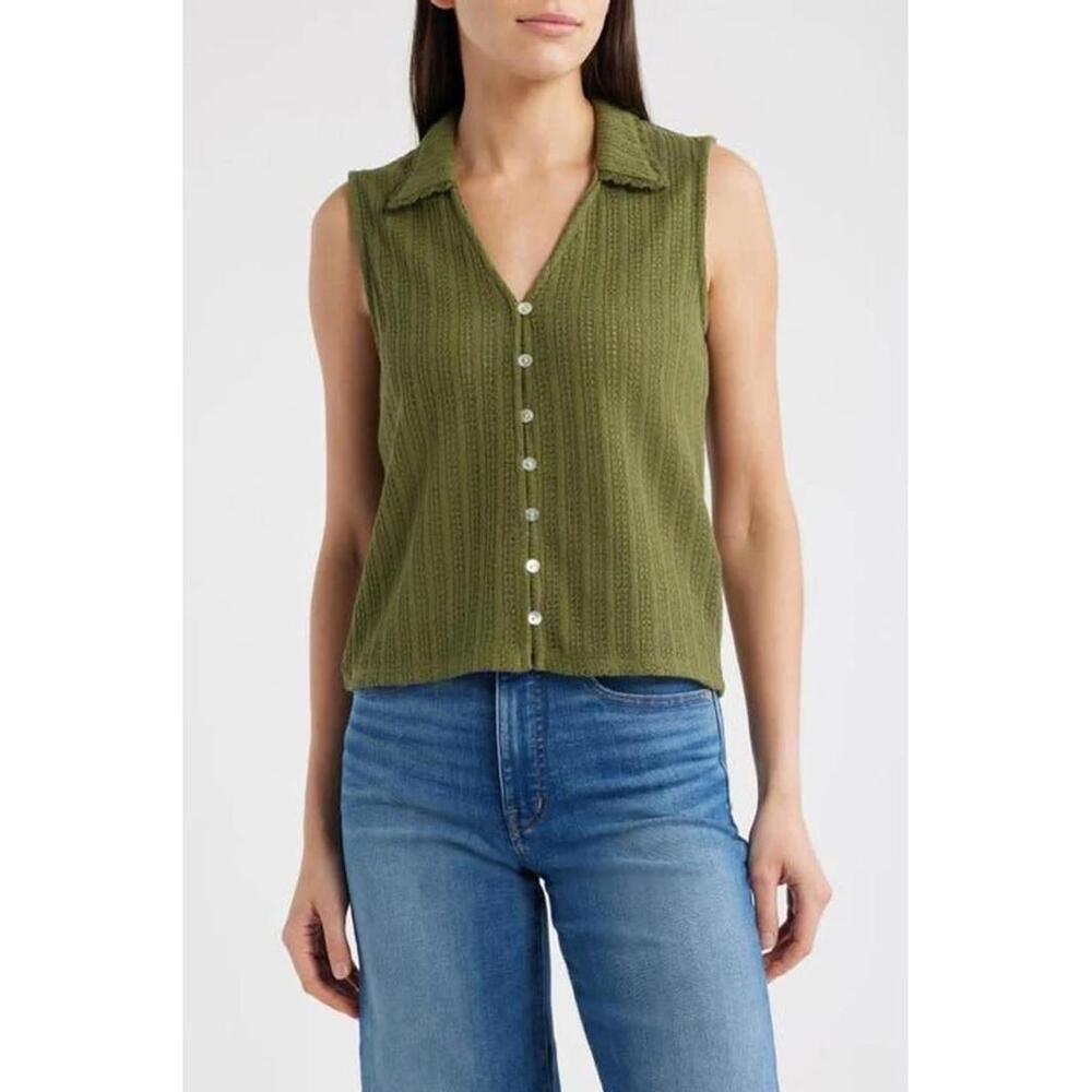 NWT! Madewell Knit V-Neck Sweater Vest in Laurel Green Size XS